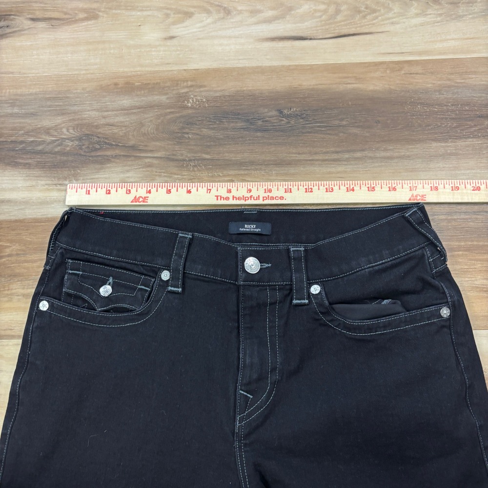 True Religion Ricky Jeans Mens 34 Relaxed Straight Cotton Black Streetwear - Picture 7 of 10